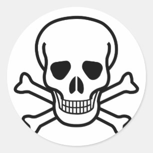 Sticker Rond Symbole de mort crâne et os croisés