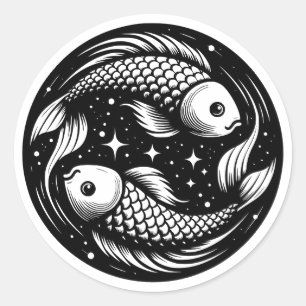 Sticker Rond Symbole de natation en carpe de poisson - Symbole 