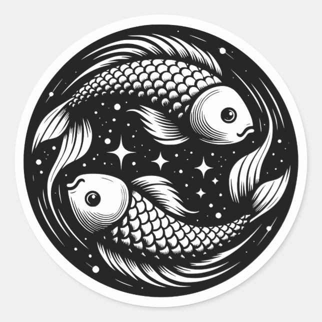 Sticker Rond Symbole de natation en carpe de poisson - Symbole  (Devant)
