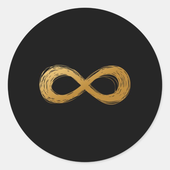 Sticker Rond Symbole de neurodiversité d'infini doré - Autisme  (Devant)