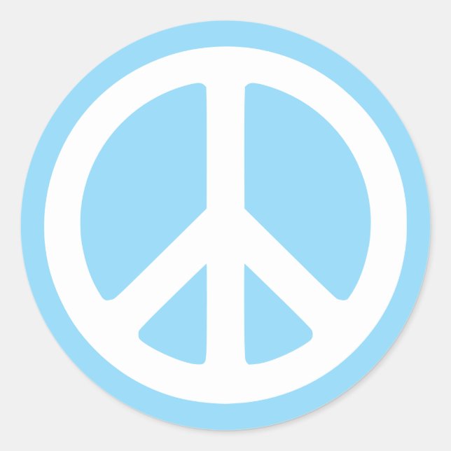 Sticker Rond Symbole de paix Bleu et Blanc (Devant)
