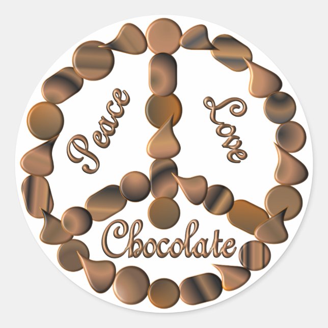 STICKER ROND SYMBOLE DE PAIX CHOCOLÉ (Devant)