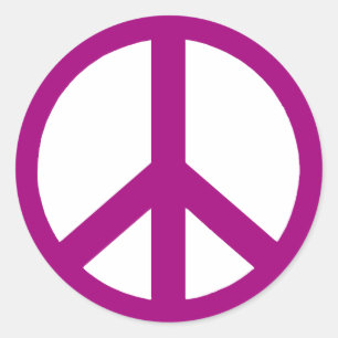 Sticker Rond Symbole de paix couleur prune