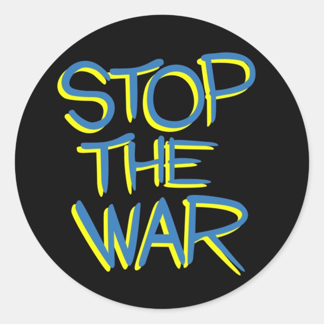 Sticker Rond symbole de paix de la guerre drapeau ukrainien mes (Devant)