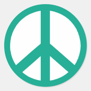 Sticker Rond Symbole de paix de turquoise