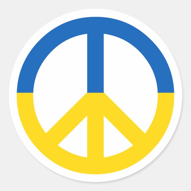 Sticker Rond Symbole de paix du drapeau bleu ukrainien (Devant)
