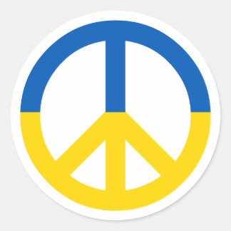 Sticker Rond Symbole de paix du drapeau bleu ukrainien