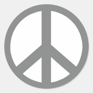 Sticker Rond Symbole de paix gris et blanc