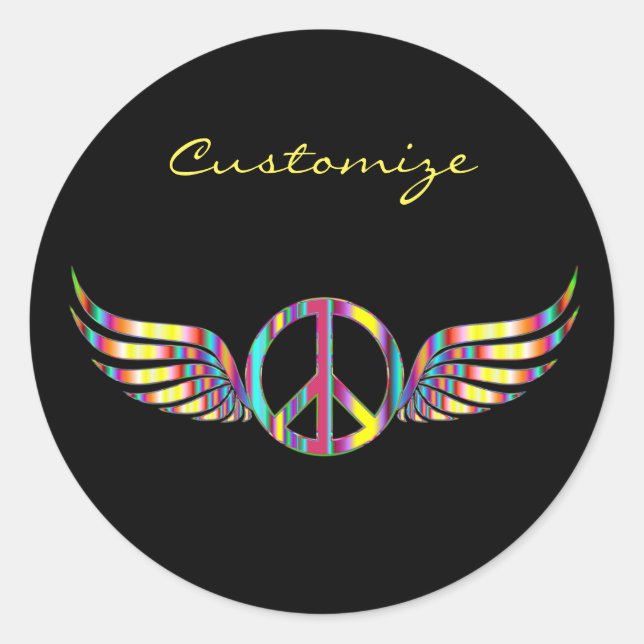 Sticker Rond Symbole de paix hippie ailé Thunder_Cove (Devant)