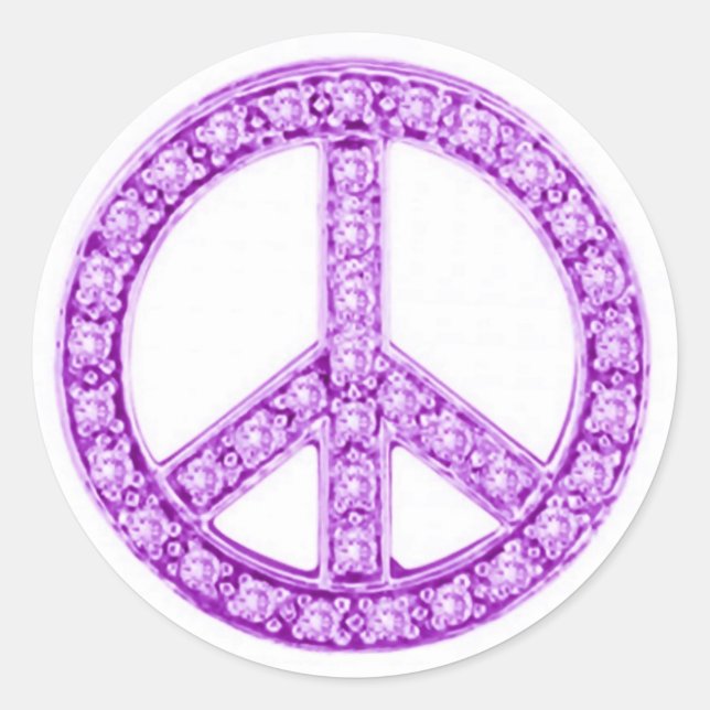 Sticker Rond Symbole de paix Joyaux pourpres (Devant)