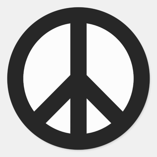 Sticker Rond Symbole de paix noir et blanc (Devant)