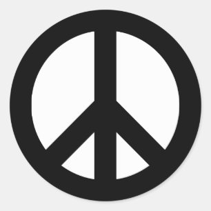 Sticker Rond Symbole de paix noir et blanc