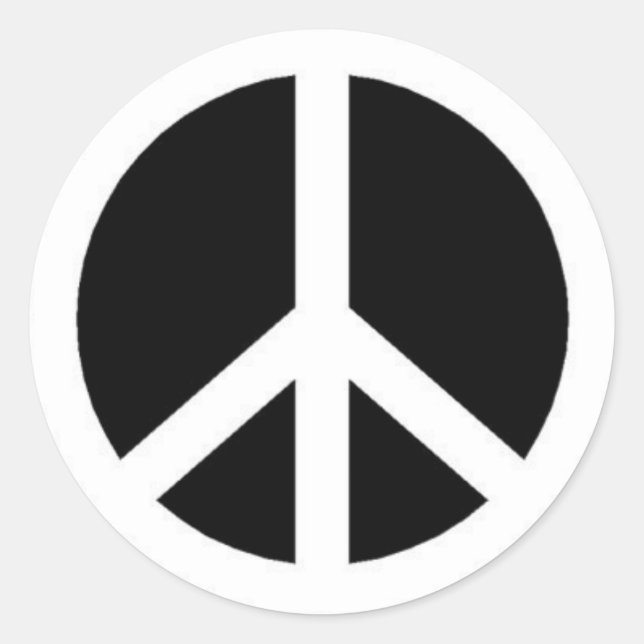 Sticker Rond Symbole de paix noir et blanc (Devant)