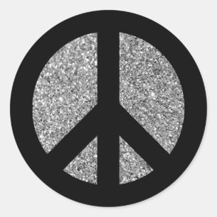 Sticker Rond Symbole de paix photo Parties scintillant noir et 
