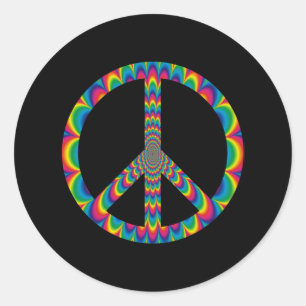 Sticker Rond Symbole de paix psychédélique