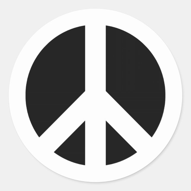 Sticker Rond Symbole de paix rond blanc et noir (Devant)