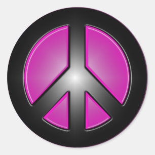 Sticker Rond Symbole de paix rose
