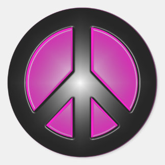 Sticker Rond Symbole de paix rose