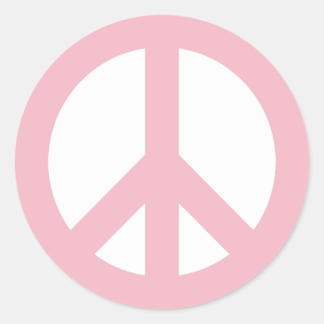 Sticker Rond Symbole de paix rose pâle et blanc (Devant)