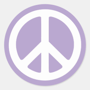 Sticker Rond Symbole de paix violet pâle et blanc
