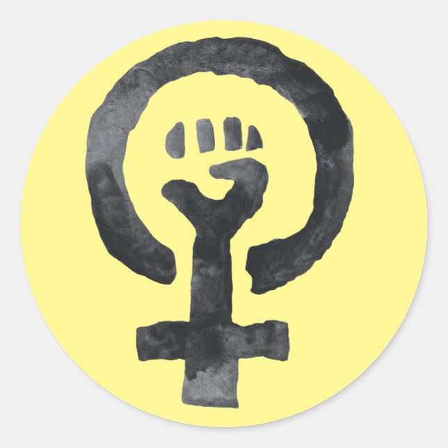 Sticker Rond Symbole de poing féministe (Devant)