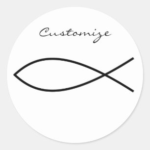 Sticker Rond Symbole de poisson chrétien Ichthys Thunder_Cove