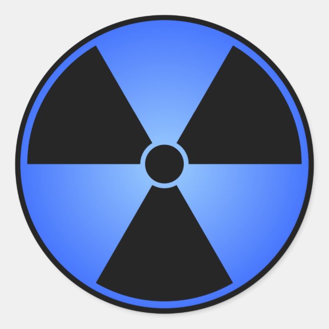 Sticker Rond Symbole de rayonnement bleu (Devant)