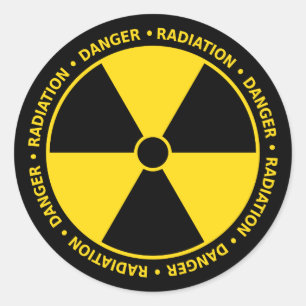 Sticker Rond Symbole de rayonnement jaune et noir