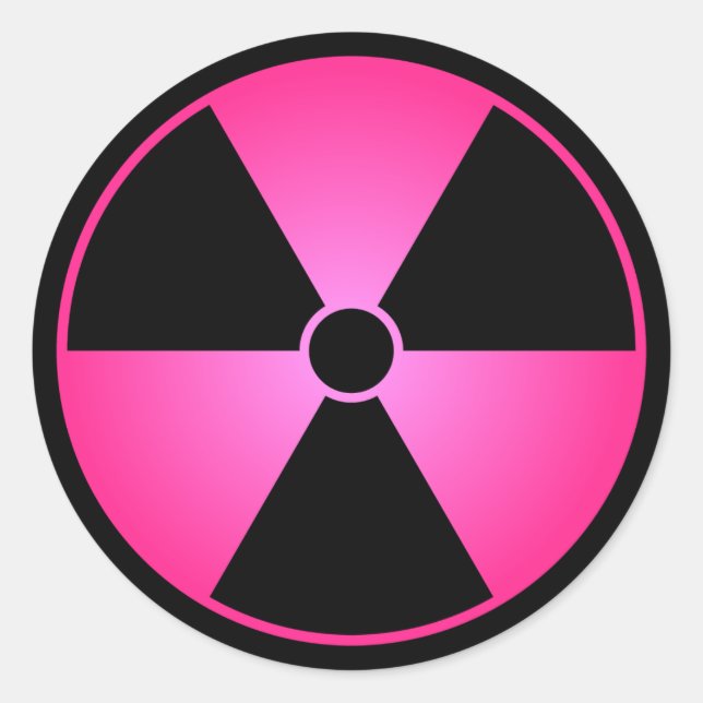 Sticker Rond Symbole de rayonnement rose (Devant)