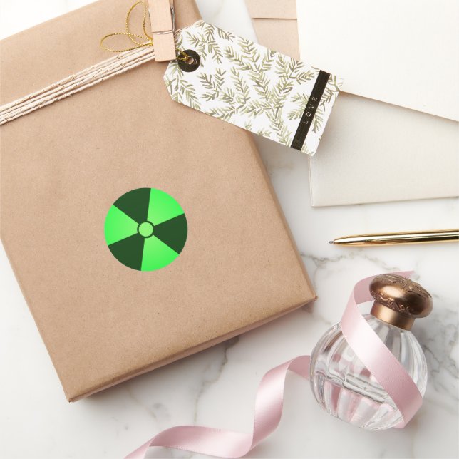 Sticker Rond Symbole de rayonnement vert (Cadeaux)