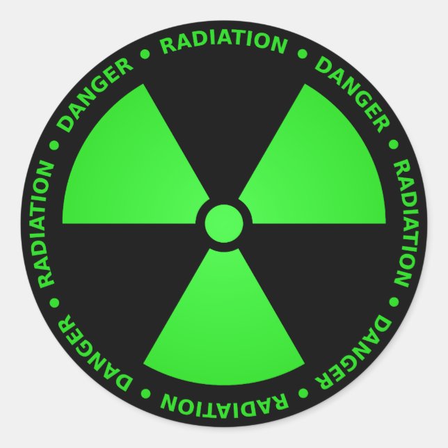 Sticker Rond Symbole de rayonnement vert et noir (Devant)