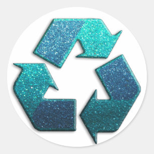 Sticker Rond Symbole de recyclage de la Parties scintillant ble