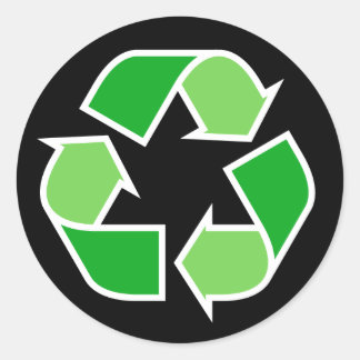 Sticker Rond Symbole de recyclage du recyclage du recyclage ver