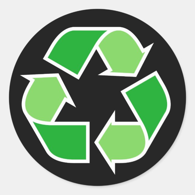 Sticker Rond Symbole de recyclage du recyclage du recyclage ver (Devant)