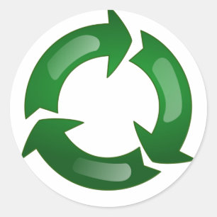 Sticker Rond Symbole de recyclage en verre vert