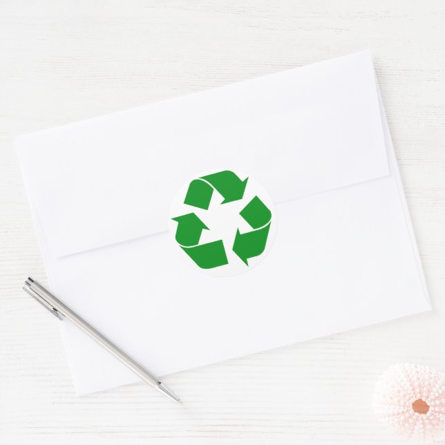 Sticker Rond Symbole de recyclage - Vert (Enveloppe)