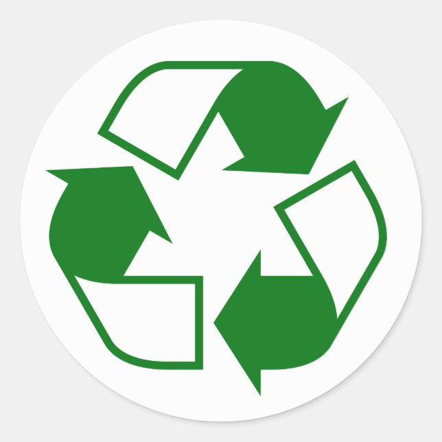 Sticker Rond Symbole de recyclage vert et blanc (Devant)