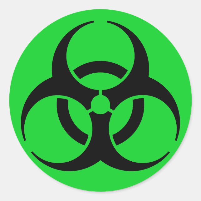 Sticker Rond Symbole de risque biologique (Devant)