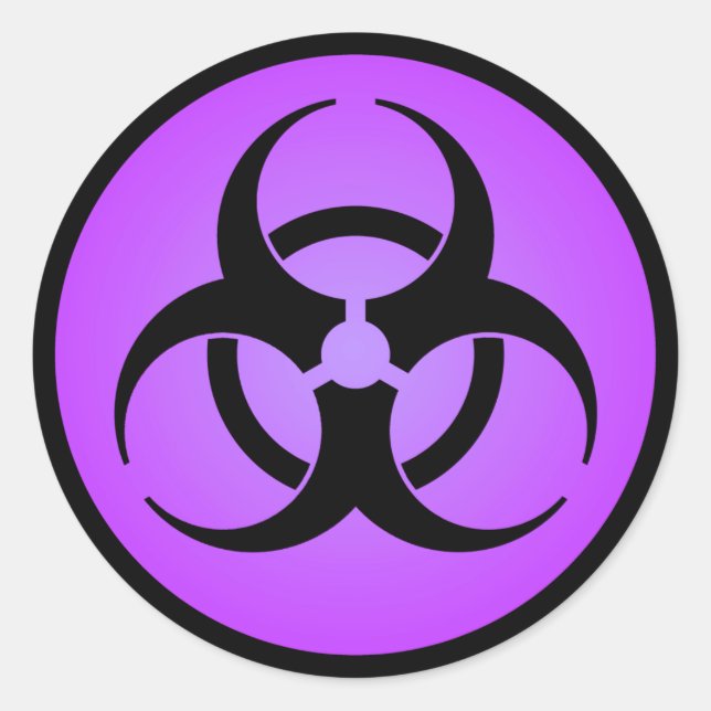 Sticker Rond Symbole de risque biologique pourpre (Devant)