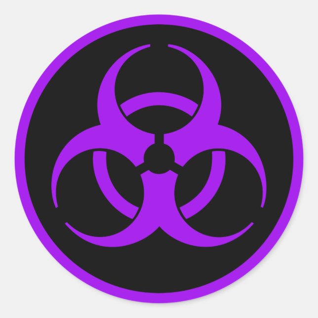Sticker Rond Symbole de risque biologique pourpre (Devant)