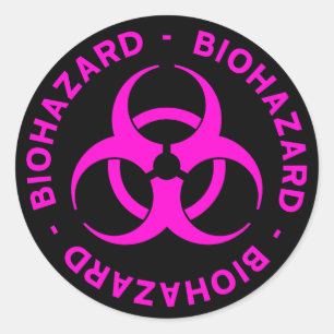 Sticker Rond Symbole de risque biologique rose