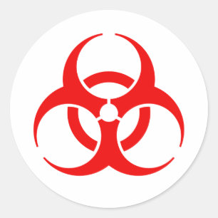 Sticker Rond Symbole de risque biologique rouge