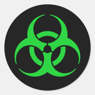 Sticker Rond Symbole de risque biologique vert