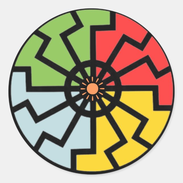Sticker Rond Symbole de roue solaire couleur (Devant)