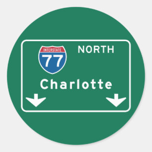 Sticker Rond SYMBOLE DE ROUTE Charlotte, NC