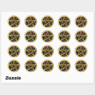 Sticker Rond Symbole de solstice hivernal Yule Pentacle Pagan