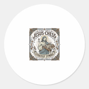 Sticker Rond Symbole de stratégie d'échecs de Jésus Stratégie d