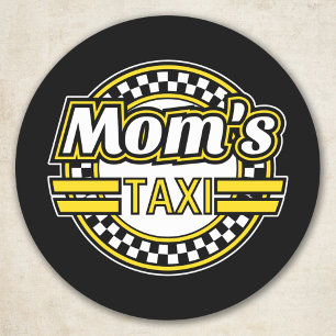 Sticker Rond Symbole de taxi de maman