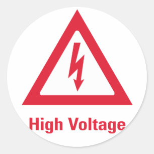 Sticker Rond Symbole de tension élevée en danger