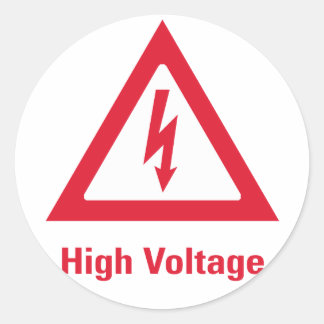 Sticker Rond Symbole de tension élevée en danger